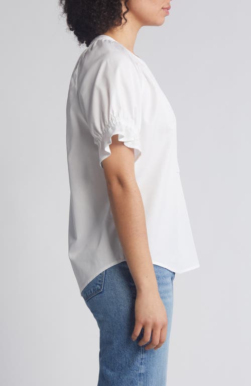 Wit & Wisdom Split Neck Top In White