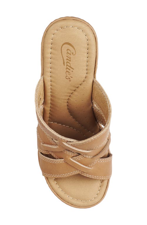 Candies Candie's Fiore Platform Slide Sandal In Natural Leather