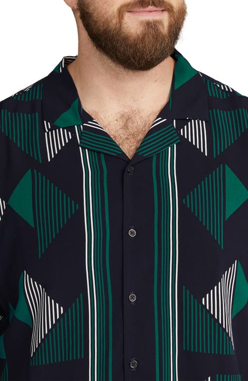 Shop Johnny Bigg Travis Relaxed Fit Geo Print Camp Shirt In Navy