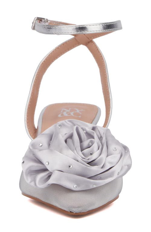 Shop New York And Company Violetta Flower Pump In Silver