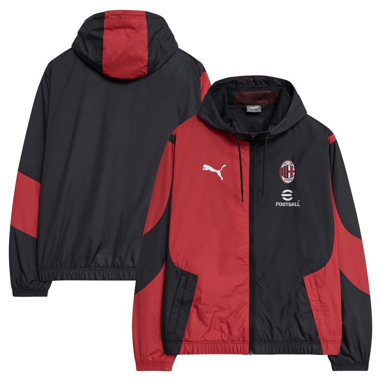 Shop Puma Black Ac Milan 2023/24 Pre-match Full-zip Hoodie Jacket