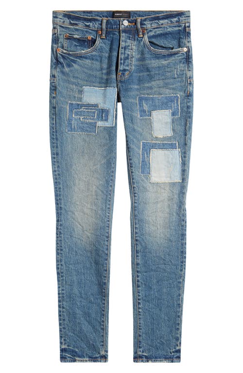 Shop Purple Brand Square Patch Repaired Skinny Jeans In Dk Indigo