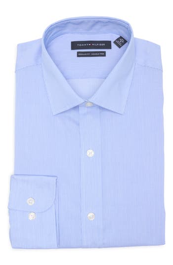 Tommy Hilfiger Regular Fit Wrinkle Resistant Cotton Dress Shirt In Mist