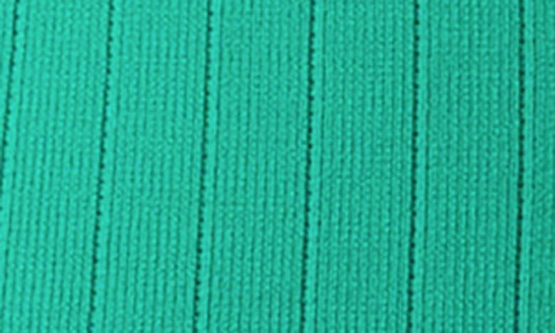 Shop Grey Lab Power Shoulder Long Sleeve Knit Minidress In Green