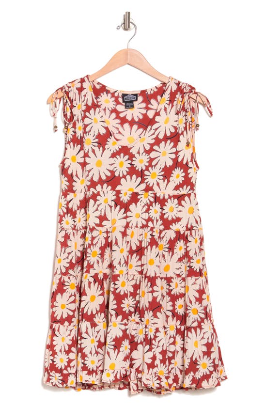 Angie Ruffle Hem Dress In Rust