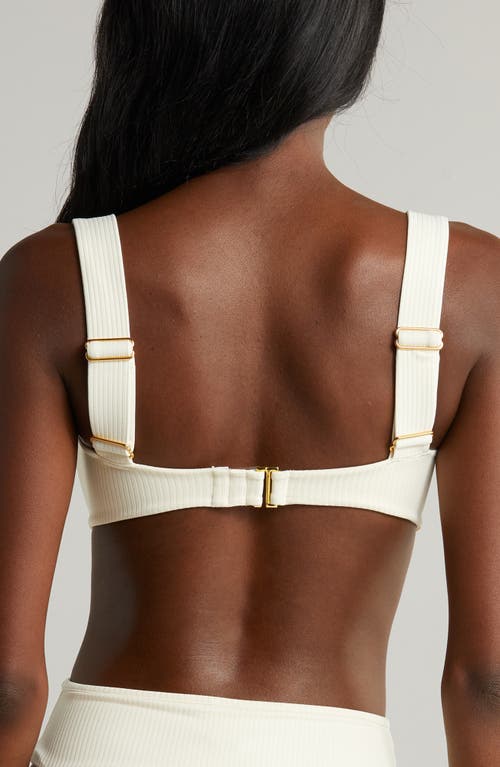 Shop Montce Hayden Knotted Rib Bikini Top In Cream Rib