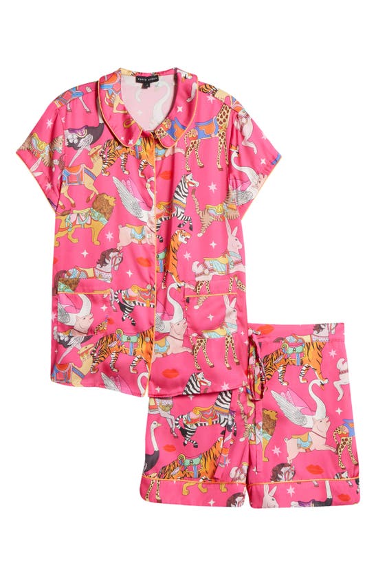 Shop Karen Mabon Carousel Recycled Polyester Short Pajamas In Bright Pink