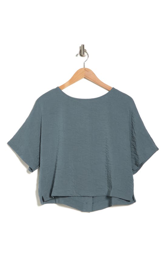 Shop Adrianna Papell Crinkle Boxy Crop T-shirt In Soft Denim
