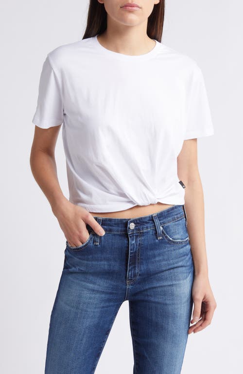 Shop Ag Ciara Twist Hem Cotton T-shirt In True White