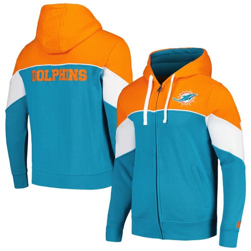 Miami Dolphins Mens Zip Hoodie Starter Extreme Throwback Full