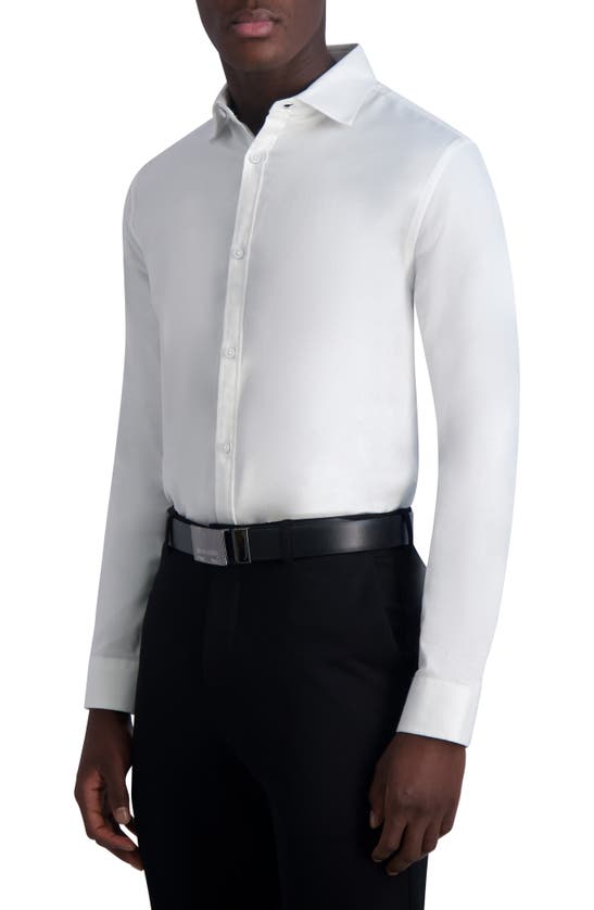 Shop Karl Lagerfeld Paris Textured Twill Slim Fit Dress Shirt In White