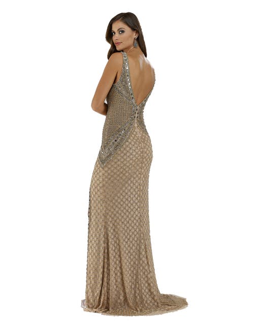 Lara New York Beaded Fringe Cocktail Dress In Nude