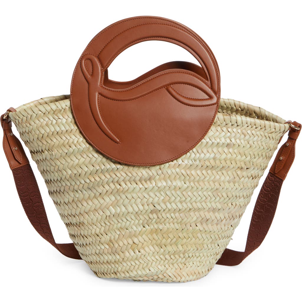 Christian Louboutin Medium Biloumoon Basket Weave Handbag In Natural/cuoio/cuoio