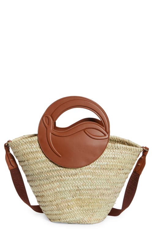 Medium Biloumoon Basket Weave Handbag in Natural/Cuoio/Cuoio