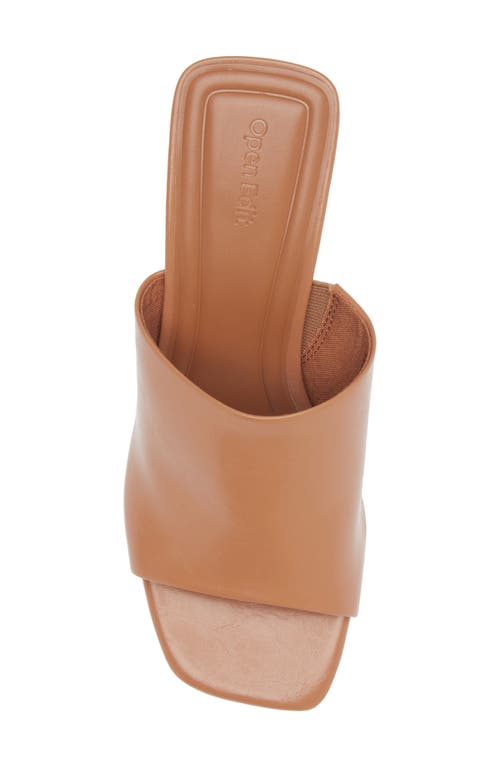 Shop Open Edit Tricia Square Toe Slide Sandal In Tan Cashew