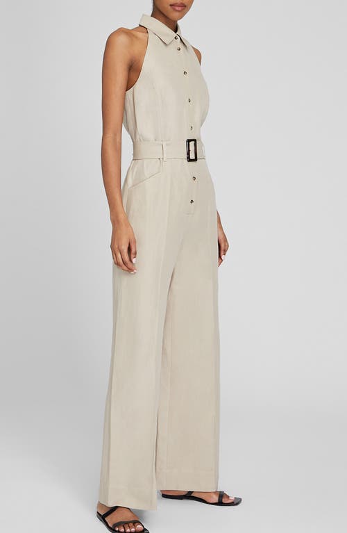 Club Monaco Belted Sleeveless Jumpsuit In 230 - Tan/tan