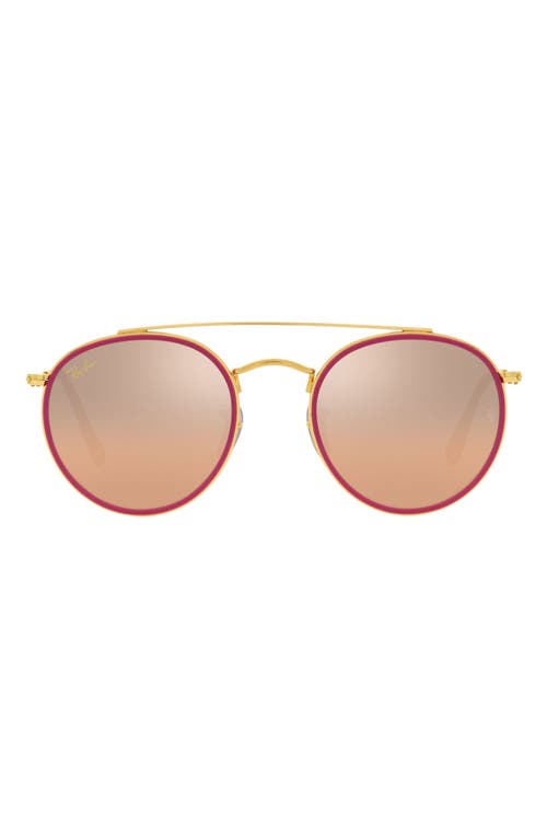 Shop Ray Ban Ray-ban 51mm Round Sunglasses In Legend Gold/pink Mirror