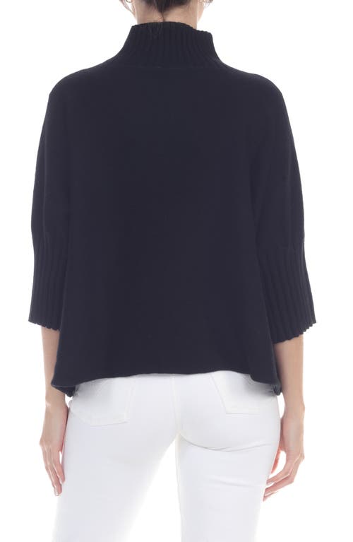 Rain And Rose Mock Neck Boxy Sweater In Black