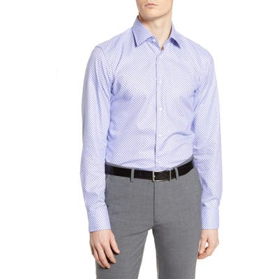 Boss Slim Fit Geometric Travel Dress Shirt, Purple