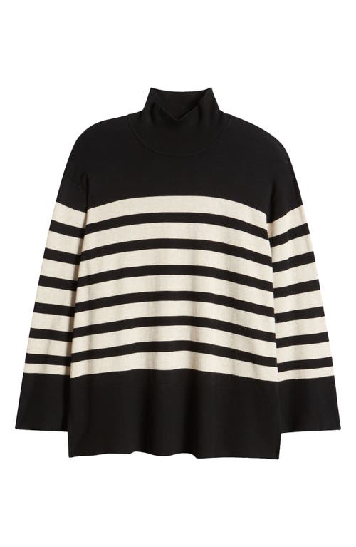 Shop Masai Copenhagen Fasoni Stripe Mock Neck Sweater In Black/jet