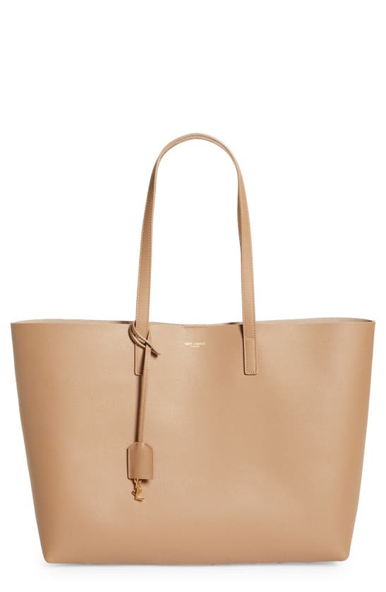 Saint Laurent Shopping Leather Tote In Toffee
