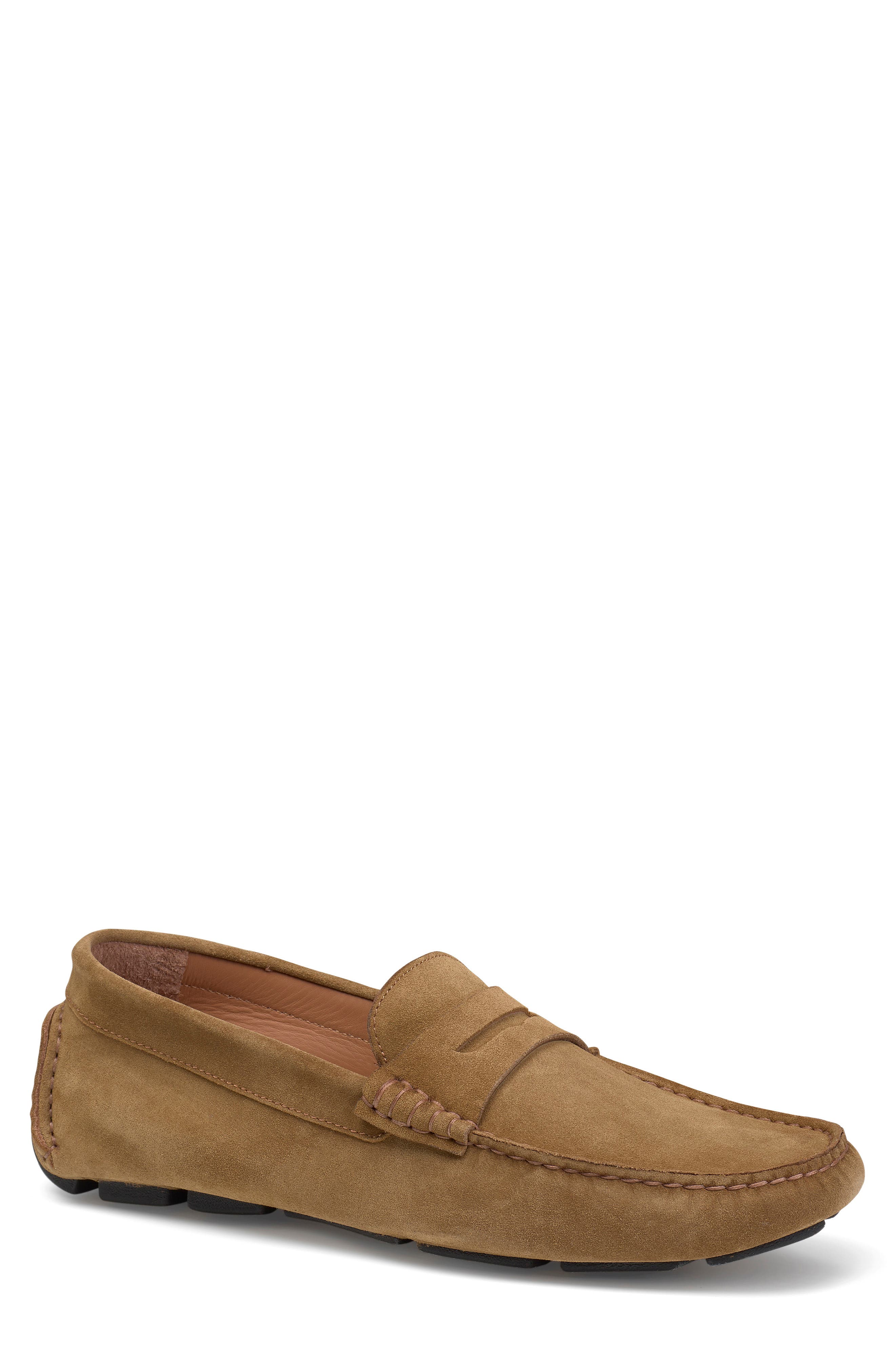 Trask Rowan Driving Penny Loafer In Camel Suede | ModeSens