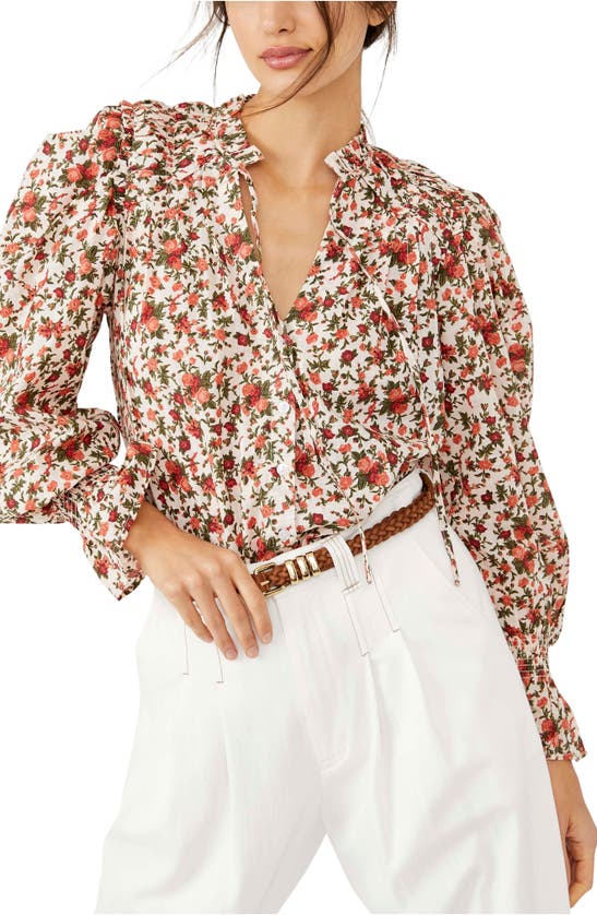 Click to view more detailed imagery on our partner's website Free People Meant To Be Floral Print Smocked Top In Vintage Combo