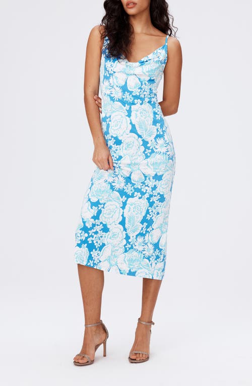 Diane von Furstenberg Alik Floral Cowl Neck Midi Dress June Bloom Blue at Nordstrom,