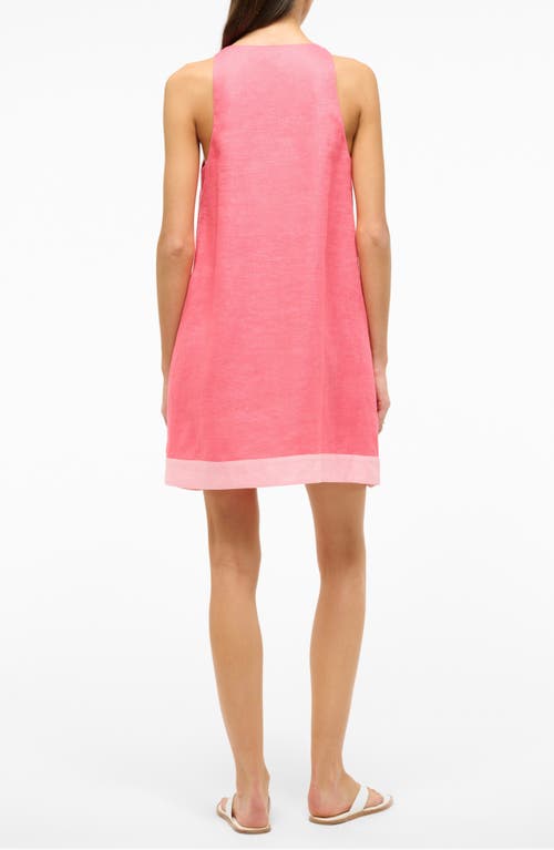 Shop Staud Allori Sleeveless Linen Shift Dress In Coral Paradise/pearl Pink