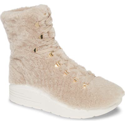 Stuart Weitzman Oceane Genuine Shearling Sneaker Boot, Beige