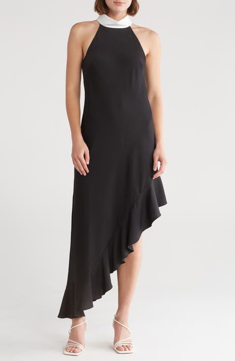 Asymmetric Skirt Halter Dress