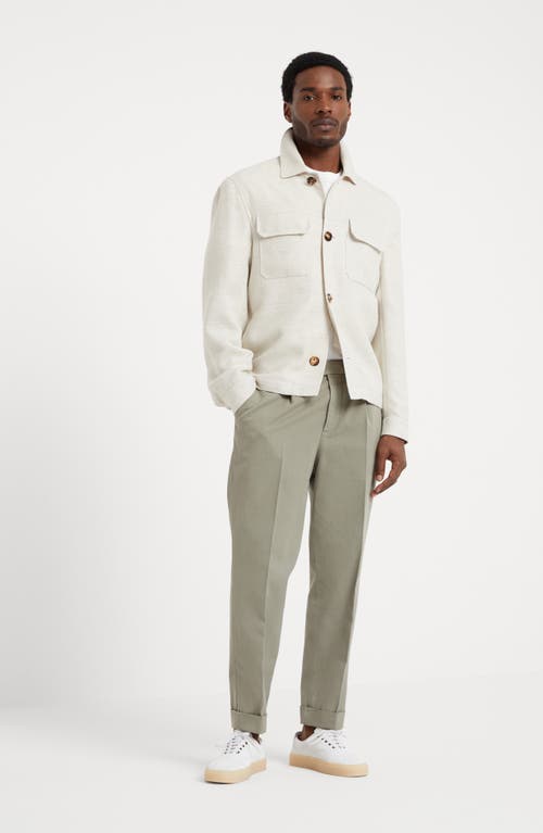 Shop Brunello Cucinelli Leisure Fit Trousers With Pleats In Sage