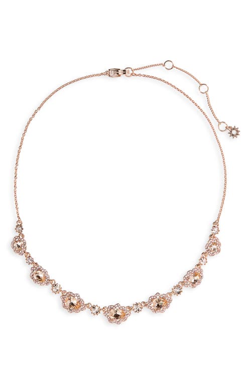 Marchesa Pear Crystal Halo Frontal Necklace In Rose Gold/silk