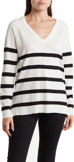 Bobeau Stripe V Neck Pullover Sweater Nordstromrack