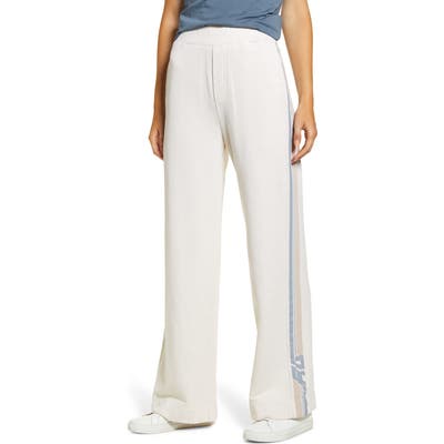Ag Swetta Logo Stripe Cotton Flare Pants, Ivory