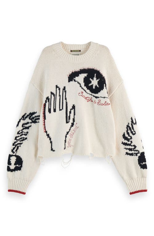SCOTCH & SODA SCOTCH & SODA DISTRESSED INTARSIA SWEATER