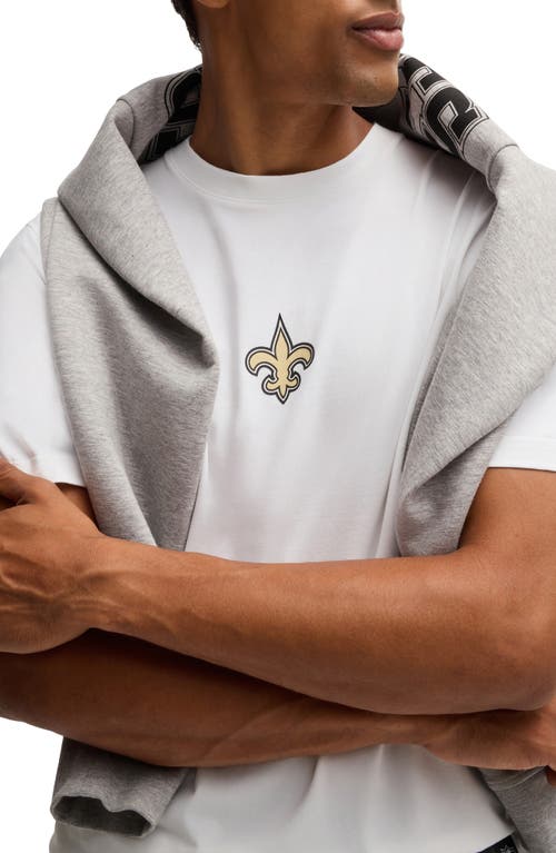 Shop Hugo Boss Boss X Nfl Stretch Cotton Graphic T-shirt In New Orleans Saints - White