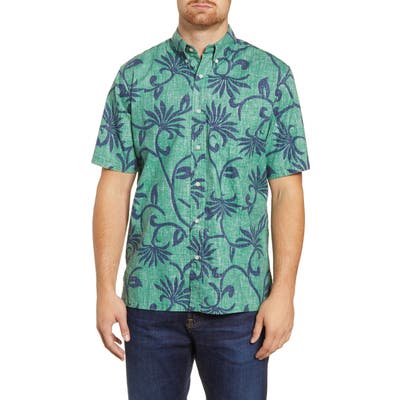Reyn Spooner Polynesian Pareau Classic Fit Short Sleeve Button-Down Shirt, Green
