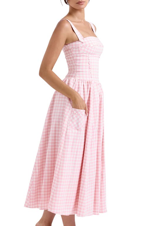 Shop House Of Cb Vivien Gingham Midi Dress In Rose Shadow