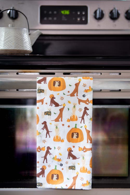 Puppington Dog Kitchen Towels In Harvest Hounds