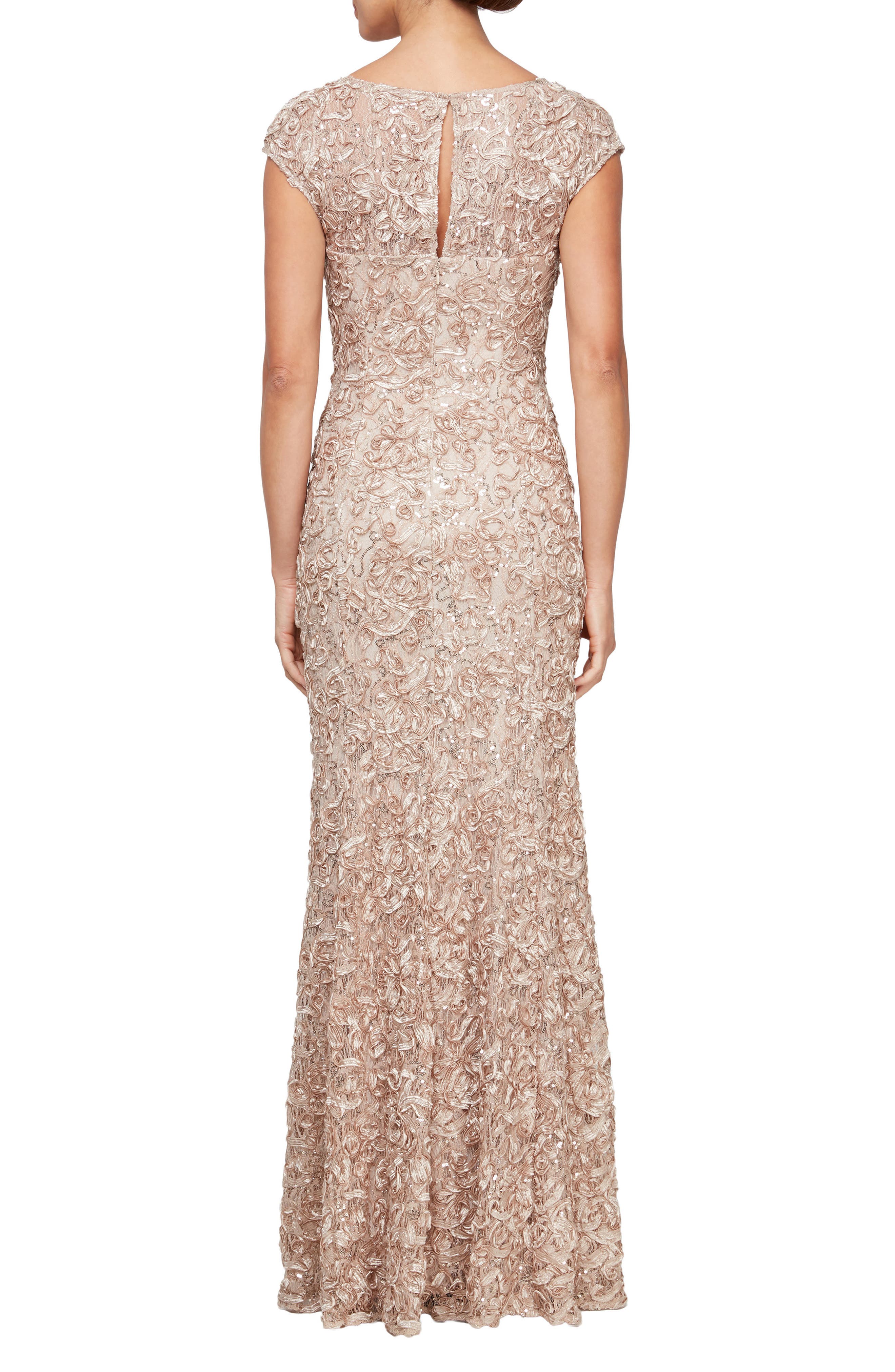 Alex Evenings Soutache Sequin Lace A Line Gown with Wrap in Champagne Smart Closet