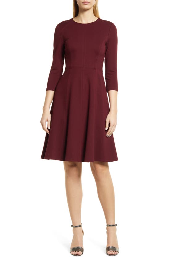 Eliza J Seamed Fit & Flare Dress In Wine