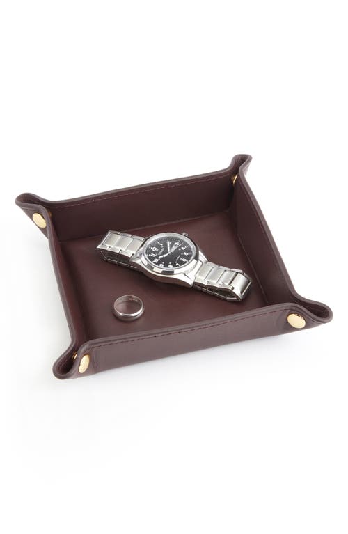 Shop Royce New York Personalized Catchall Leather Valet Tray In Burgundy - Gold Foil