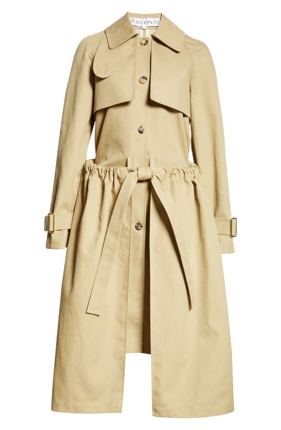 Shop Jw Anderson Ruched Waist Trench Coat In Beige