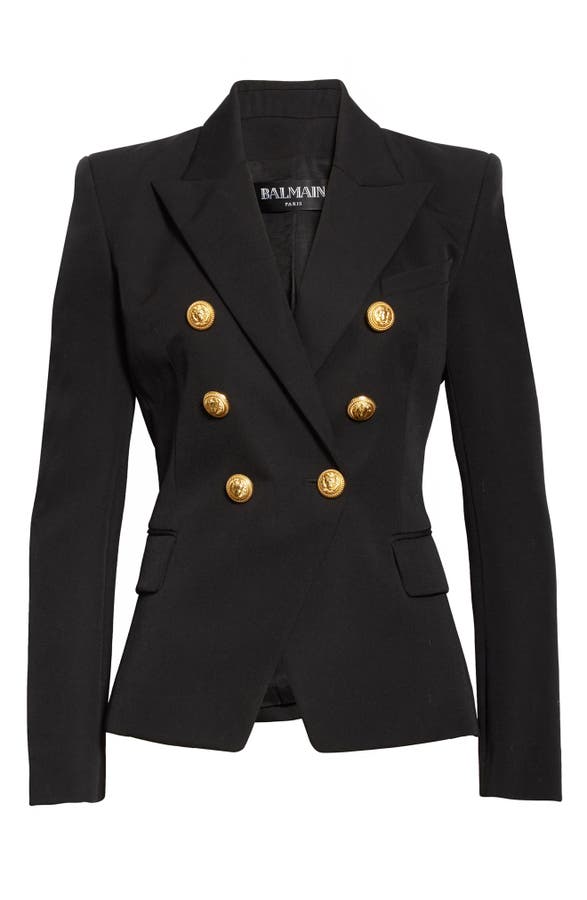 BALMAIN DOUBLE BREASTED WOOL BLAZER,RF0997498 132L