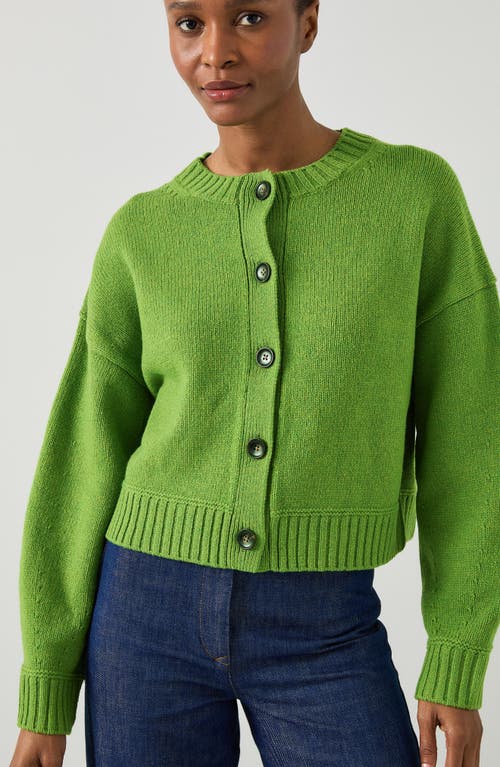 Shop Lk Bennett Amore Chunky Merino Wool Cardigan In Green