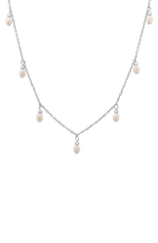 Shop Queen Jewels Imitation Pearl Charm Necklace In Silver