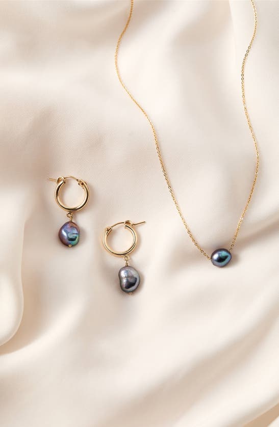Set & Stones Adelle Keshi Pearl Hoop Earrings In Gold / Peacock