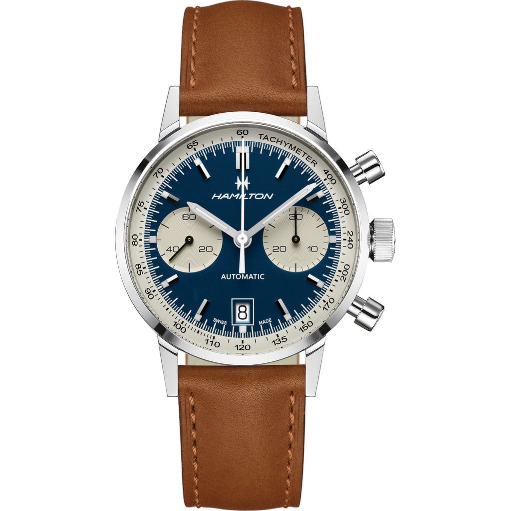 Hamilton American Classic Automatic Chronograph Leather Strap Watch, 40mm In Brown
