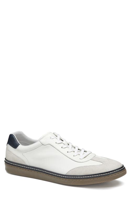 Johnston & Murphy Mcguffey T-toe Low Top Sneaker In White Full Grain/suede